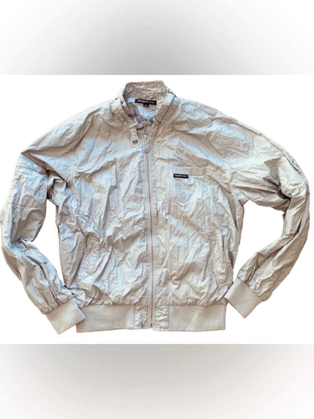 Members Only Light Gray Packable Windbreaker Jacket
